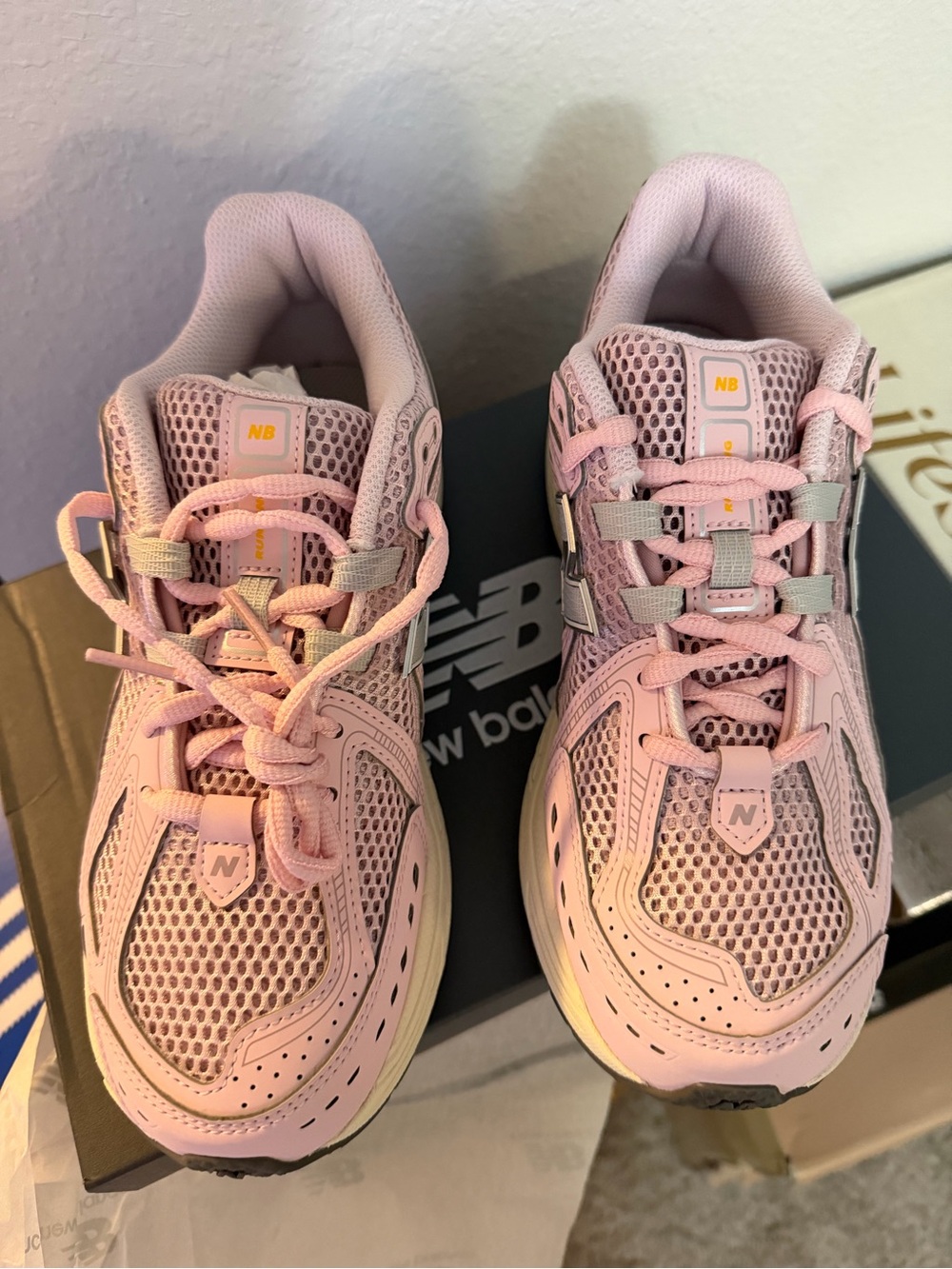 New Balance Light Pink Mesh Sneakers